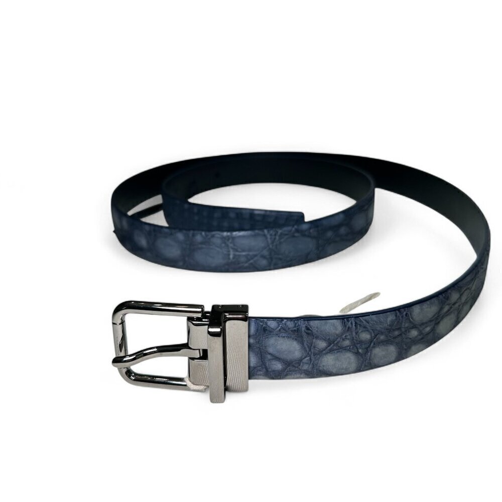 DOLCE & GABBANA Men's Genuine Crocodile Belt Size 110 cm/44 in Blue NWT - Picture 2 of 15